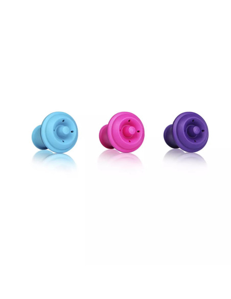 TAPON AL VACIO PARA VINO VACU VIN 3PCS COLOR ROSA/CELESTE/MORADO