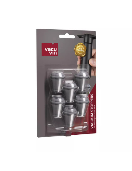 TAPON AL VACIO PARA VINO VACU VIN 6PCS COLOR GRIS