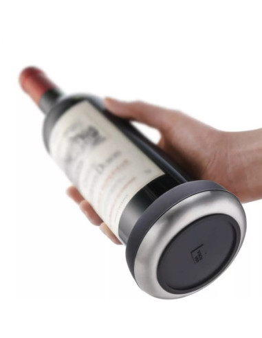 BASE DE BOTELLAS VACU VIN DE ACERO INOX. PARA PROTECCION NEGRO