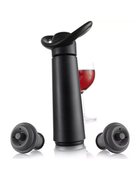 BOMBA AL VACIO VACU VIN CONCERTO 2 TAPONES PARA CONSEVAR VINO COLOR NEGRO