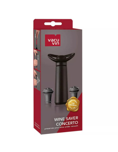 BOMBA AL VACIO VACU VIN CONCERTO 2 TAPONES PARA CONSEVAR VINO COLOR NEGRO