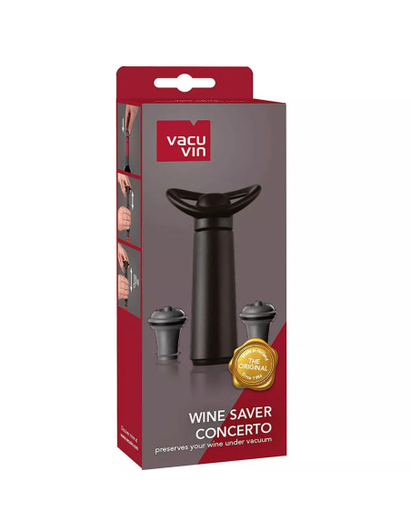 BOMBA AL VACIO VACU VIN CONCERTO 2 TAPONES PARA CONSEVAR VINO COLOR NEGRO