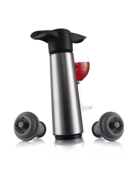 BOMBA AL VACIO VACU VIN ACERO INOX. 2 TAPONES PARA CONSEVAR VINO