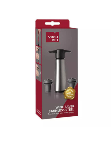 BOMBA AL VACIO VACU VIN ACERO INOX. 2 TAPONES PARA CONSEVAR VINO