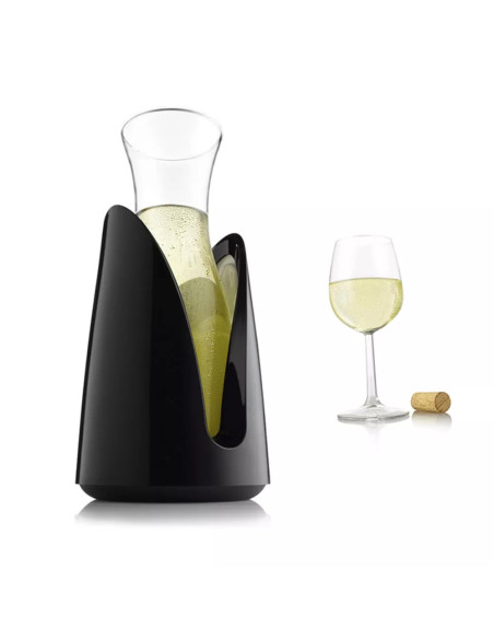 ENFRIADOR ACTIVO EN RECIPIENTE VACU VIN PLASTICO CON JARRA DE CRISTAL 1LTS NEGRO