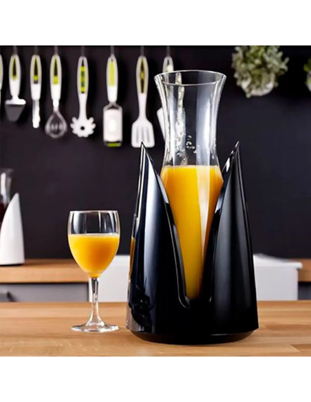 ENFRIADOR ACTIVO EN RECIPIENTE VACU VIN PLASTICO CON JARRA DE CRISTAL 1LTS NEGRO