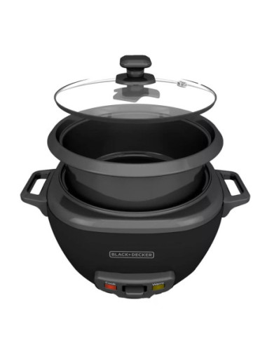 Olla Arrocera Black Decker Capacidad 7 Tzs 2 Lts Tapa Vidrio Negra