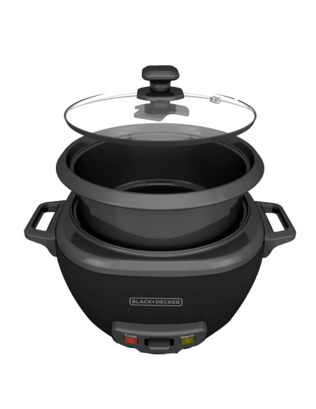 Olla Arrocera Black Decker Capacidad 7 Tzs 2 Lts Tapa Vidrio Negra