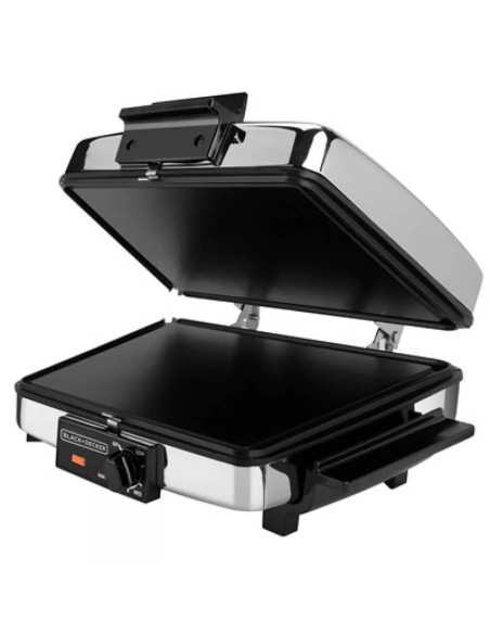 WAFLERA BLACK DECKER 3 EN 1 PARILLAS REVERSIBLES ANTIADHERENTE SILVER