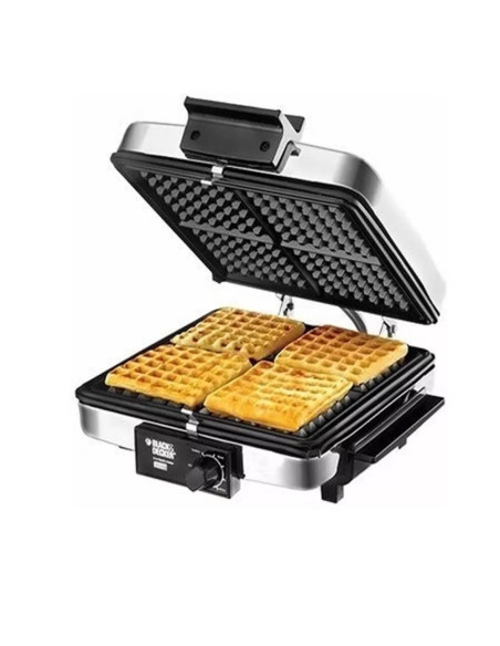 WAFLERA BLACK DECKER 3 EN 1 PARILLAS REVERSIBLES ANTIADHERENTE SILVER