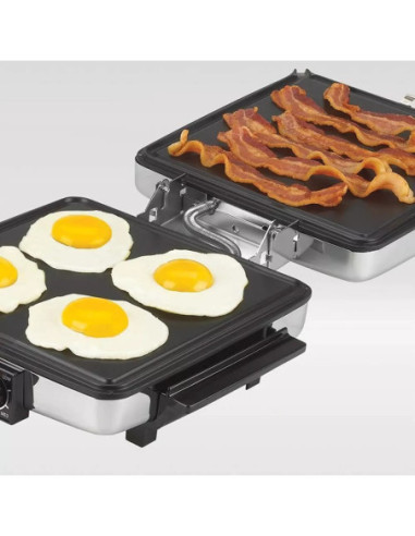 WAFLERA BLACK DECKER 3 EN 1 PARILLAS REVERSIBLES ANTIADHERENTE SILVER