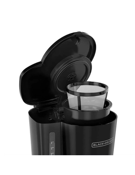 CAFETERA BLACK DECKER-5 TAZAS-FILTRO PERMANENTE-BOTON ENCENDIDO Y APAGADO-NEGRA