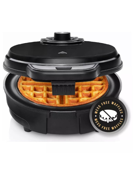 WAFLERA CHEFMAN ESTILO BELGA REDONDA 4 SECCIONES 700W ANTIADHERENTE NEGRA