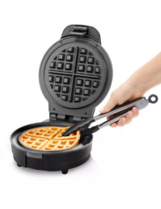 WAFLERA CHEFMAN ESTILO BELGA REDONDA 4 SECCIONES 700W ANTIADHERENTE NEGRA 2