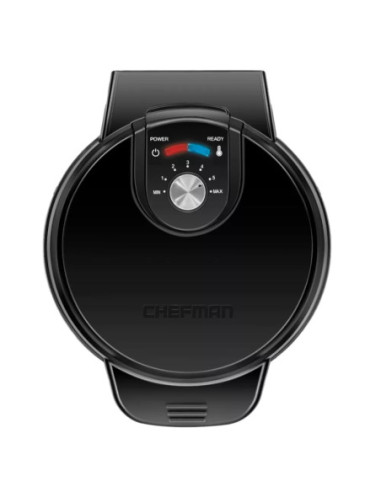 WAFLERA CHEFMAN ESTILO BELGA REDONDA 4 SECCIONES 700W ANTIADHERENTE NEGRA