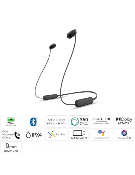 AUDIFONOS SONY INALAMBRICO 9MM 20-20KHZ MICROF. INTEGR. 25H DUR. BLANCO