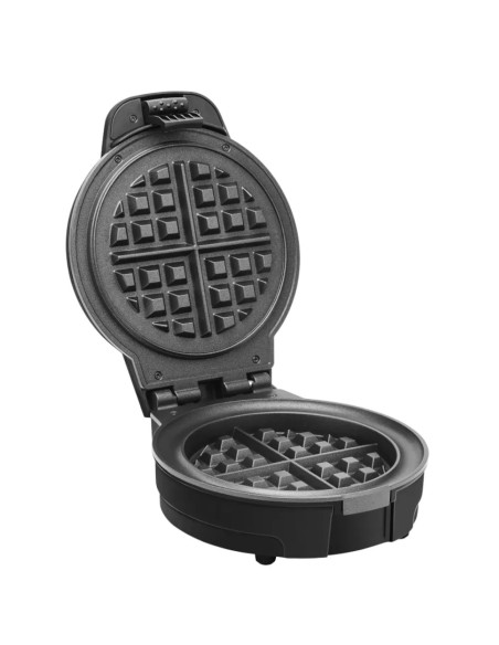 WAFLERA CHEFMAN ESTILO BELGA REDONDA 4 SECCIONES 700W ANTIADHERENTE NEGRA