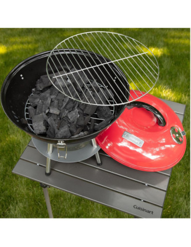 PARRILLA DE CARBON CUISINART 14 PULG. PORTATIL SIST. VENTILACION DUAL ROJA-NEGRA
