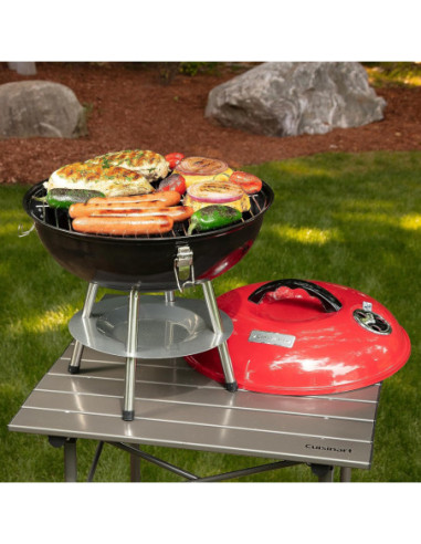 PARRILLA DE CARBON CUISINART 14 PULG. PORTATIL SIST. VENTILACION DUAL ROJA-NEGRA