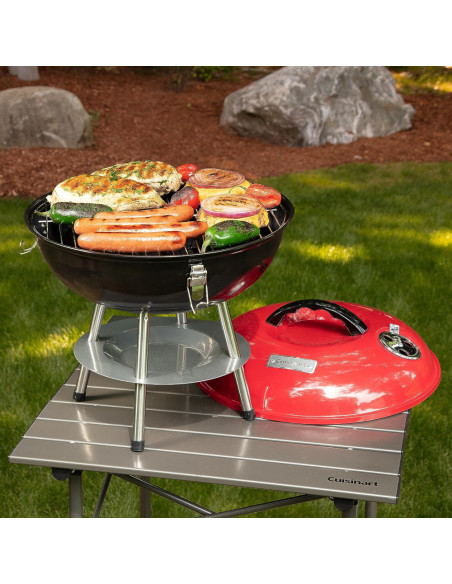 PARRILLA DE CARBON CUISINART 14 PULG. PORTATIL SIST. VENTILACION DUAL ROJA-NEGRA