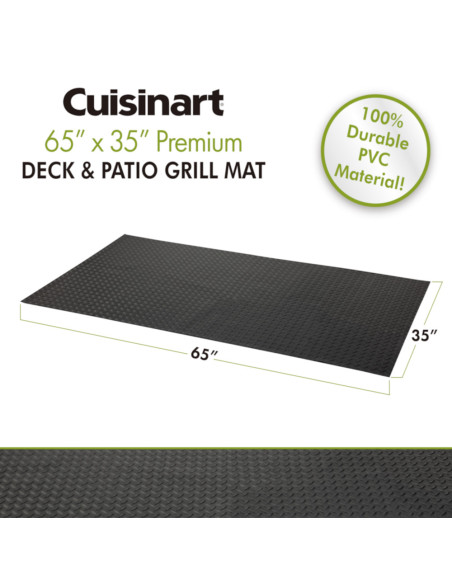 TAPETE PREMIUM CUISINART 66X36PULG. PARA PARRILLA-AHUMADOR PVC TERRAZA-PATIO NEGRO