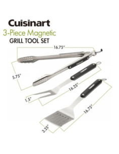 SET HERRAMIENTAS MAGNETICAS CUISINART 3PCS PARA PARRILLA ACERO INOX. 2