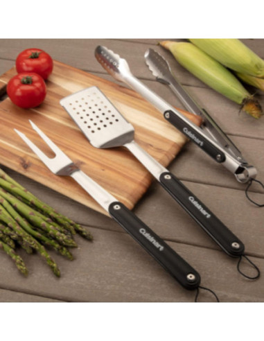 SET HERRAMIENTAS MAGNETICAS CUISINART 3PCS PARA PARRILLA ACERO INOX.