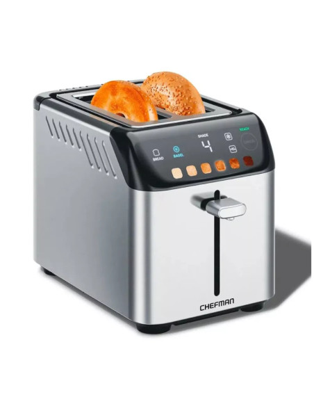 TOSTADORA CHEFMAN 2 REBANADAS 850W DIGITAL 6 SOMBRAS 3 FUNCIONES ACERO INOX