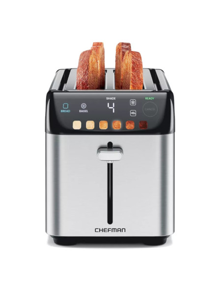 TOSTADORA CHEFMAN 4 REBANADAS 850W DIGITAL 6 SOMBRAS 3 FUNCIONES ACERO INOX