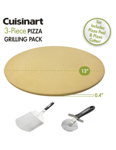 SET HERRAMIENTAS CUISINART PARA PIZZA 3PCS PARA PARRILLA ACERO INOX.