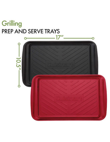 BANDEJA CUISINART 2PCS-17X10.5PULG. MELAMINA PARA PARRILLA ROJA-NEGRA