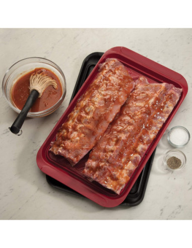 BANDEJA CUISINART 2PCS-17X10.5PULG. MELAMINA PARA PARRILLA ROJA-NEGRA