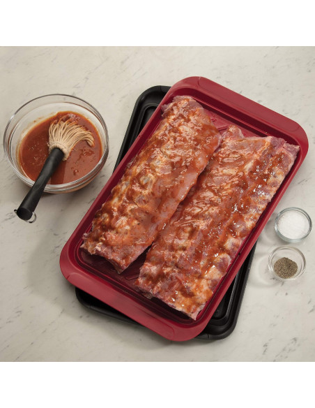 BANDEJA CUISINART 2PCS-17X10.5PULG. MELAMINA PARA PARRILLA ROJA-NEGRA