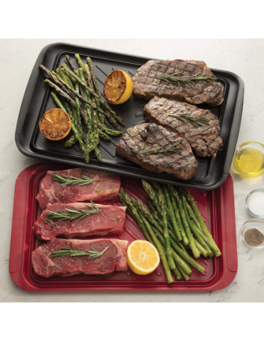 BANDEJA CUISINART 2PCS-17X10.5PULG. MELAMINA PARA PARRILLA ROJA-NEGRA