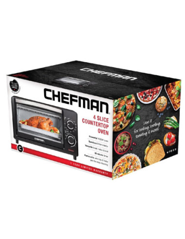 HORNO TOSTADOR CHEFMAN 4 REBANADAS 1000W 45LTS PROGRAMABLE NEGRO