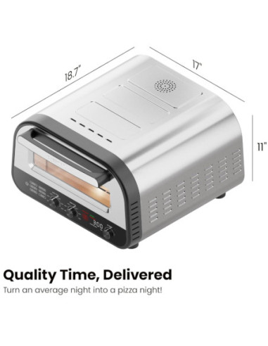 HORNO PARA PIZZA CHEFMAN ARTESANAL HASTA 12 PULG. LUZ CON VISUALIZACION ACERO INOX.