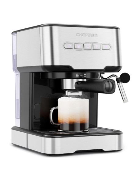 CAFETERA EXPRESO-CAPUCHINO-LATE CHEFMAN 4 EN 1-PANEL BOTONES- CON 15 BARES 1.5LTS ACERO INOX.