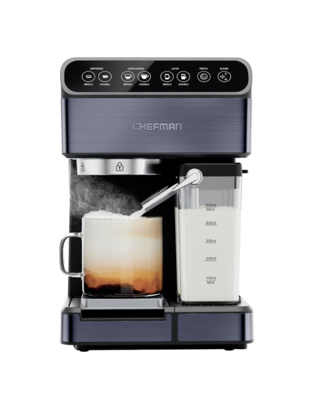 CAFETERA EXPRESO-CAPUCHINO-LATE CHEFMAN PRO PLUS 6 EN 1-TOUCH-CAPSULA- CON 20 BARES 1.8LTS NEGRO