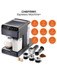 CAFETERA EXPRESO-CAPUCHINO-LATE CHEFMAN PRO PLUS 6 EN 1-TOUCH-CAPSULA- CON 20 BARES 1.8LTS NEGRO 2