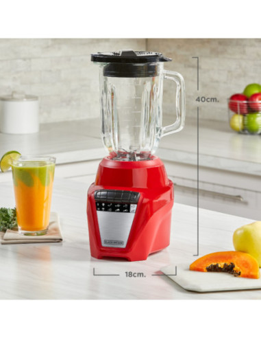 LICUADORA BLACK DECKER ICE CRUSH 8 VEL. 700W JARRA VIDRIO 1.25LTS ROJA