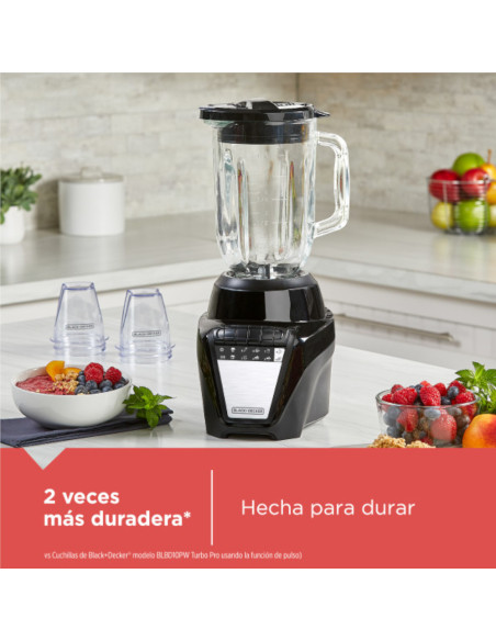 LICUADORA BLACK DECKER ICE CRUSH 8 VEL. 700W JARRA VIDRIO 1.25LTS 2 VASOS MINI 200ML NEGRA