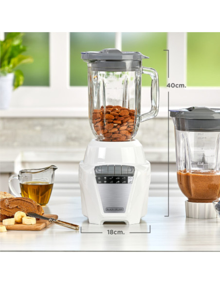 LICUADORA BLACK DECKER ICE CRUSH 8 VEL. 700W JARRA VIDRIO 1.25LTS JARRA PLASTICO 1.65LTS BLANCA