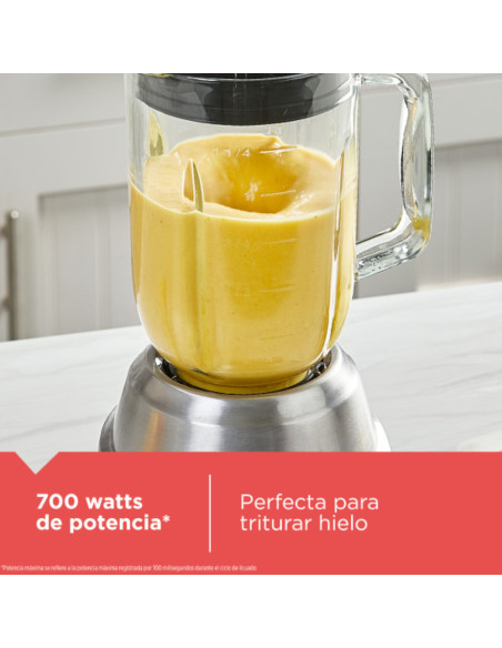 LICUADORA BLACK DECKER ICE CRUSH 8 VEL. 700W JARRA VIDRIO 1.25LTS ACERO INOX.