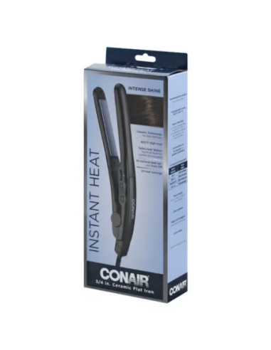 PLANCHA DE CABELLO CONAIR CERAMICA 205 GRADOS EN 30SEG. APAGADO AUTMAT NEGRO