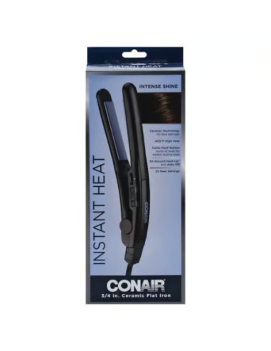 PLANCHA DE CABELLO CONAIR CERAMICA 205 GRADOS EN 30SEG. APAGADO AUTMAT NEGRO