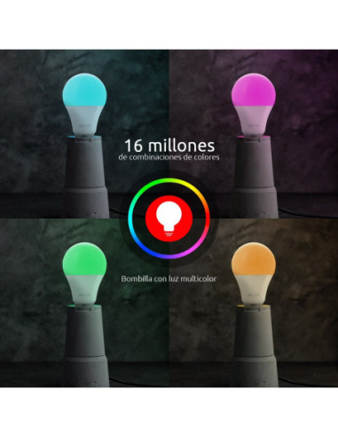 FOCO NEXXT HOME BLANCA Y MULTICOLOR 4 UNIDADES-WIFI-ALEXA-GOOGLE ASSIT.