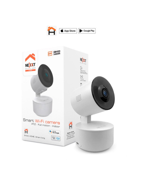 CAMARA NEXX HOME DE SEGURIDAD PARA INTERIOR 2K-GIRATORIO-WIFI-ALEXA-GOOGLE ASSIT.