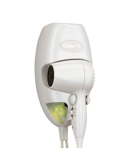 SECADOR DE CABELLO CONAIR DE PARED CON LUZ LED NOCTURNA 1600W 2 VEL. FILTRO REM. BLANCO