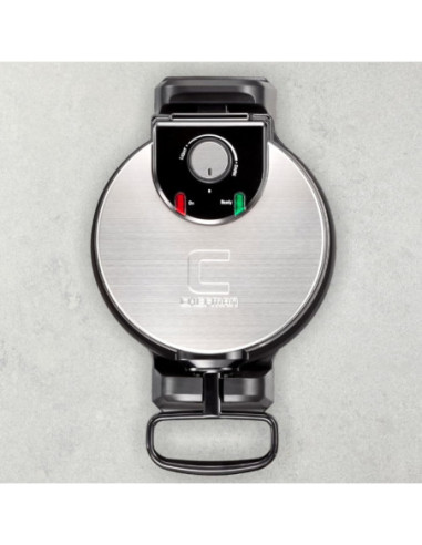 WAFLERA CHEFMAN ESTILO BELGA REDONDA ANTIADHERENTE NEGRA GIRATORIA