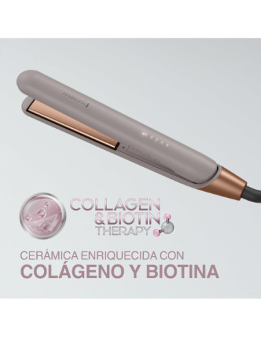 PLANCHA DE CABELLO REMINGTON PLACAS DE CERAMICA 5 AJUSTES 230 GRD COLAGENO Y BIOTINA
